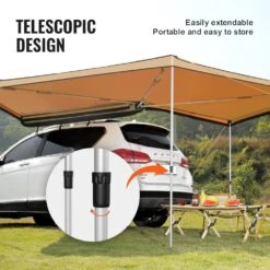 Vehicle Awning 270-Degree 8.2 Ft. Height Retractable Car Side Awning PU 3000 Mm UV 50+ Car Awning Waterproof Storage Bag -Patio Furniture Shop beige vevor shade cloths qccpsss20x7528oc7v0 1f 1000