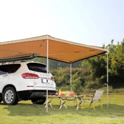 Vehicle Awning 270-Degree 8.2 Ft. Height Retractable Car Side Awning PU 3000 Mm UV 50+ Car Awning Waterproof Storage Bag -Patio Furniture Shop beige vevor shade cloths qccpsss20x7528oc7v0 31 1000