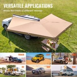 Vehicle Awning 270-Degree 8.2 Ft. Height Retractable Car Side Awning PU 3000 Mm UV 50+ Car Awning Waterproof Storage Bag -Patio Furniture Shop beige vevor shade cloths qccpsss20x7528oc7v0 fa 1000