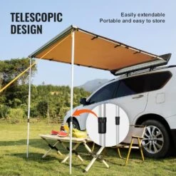 Car Side Awning Large 4.6 Ft. X 6.6 Ft. Shade Coverage Vehicle Awning PU 3000 Mm UV 50+ Retractable Car Awning -Patio Furniture Shop beige vevor shade cloths qccpsss46x66qepmpv0 1f 1000