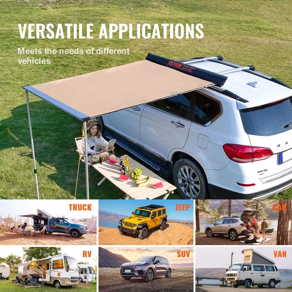 Car Side Awning Large 6.6 Ft. X 8.2 Ft. Shade Coverage Vehicle Awning PU 3000 Mm UV 50 Plus Retractable Car Awning 8 Car Side Awning Large 6.6 Ft. X 8.2 Ft. Shade Coverage Vehicle Awning PU 3000 Mm UV 50 Plus Retractable Car Awning - Image 6