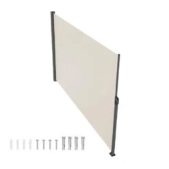 118 In. W X 63 In. H Retractable Side Awning Patio Screen Privacy Screen For Outdoor, Beige