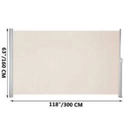 118 In. W X 63 In. H Retractable Side Awning Patio Screen Privacy Screen For Outdoor, Beige -Patio Furniture Shop beige vevor shade cloths zypf160x300cmm001v0 76 1000