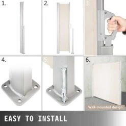 118 In. W X 63 In. H Retractable Side Awning Patio Screen Privacy Screen For Outdoor, Beige -Patio Furniture Shop beige vevor shade cloths zypf160x300cmm001v0 fa 1000