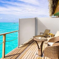 63 In. X 236 In. Retractable Rust-Proof Patio Sunshine Screen Privacy Divider For Courtyard, Beige -Patio Furniture Shop beige vevor shade cloths zypf160x600cmm001v0 31 1000