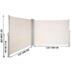 63 In. X 236 In. Retractable Rust-Proof Patio Sunshine Screen Privacy Divider For Courtyard, Beige -Patio Furniture Shop beige vevor shade cloths zypf160x600cmm001v0 76 1000