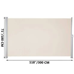 118 In. X 71 In. Retractable Side Awning Waterproof Patio Screen Room Divider Beige For Privacy -Patio Furniture Shop beige vevor shade cloths zypf180x300cmm001v0 76 1000
