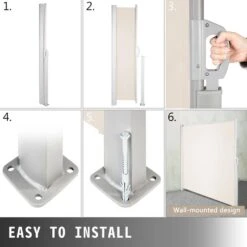 118 In. X 71 In. Retractable Side Awning Waterproof Patio Screen Room Divider Beige For Privacy -Patio Furniture Shop beige vevor shade cloths zypf180x300cmm001v0 fa 1000