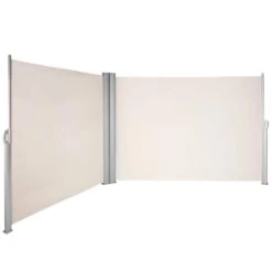 236 In. X 71 In. Beige Retractable Rust-Proof Patio Sunshine Privacy Divider Wind Screen For Courtyard
