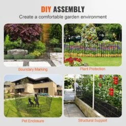 17 In. H X 13 In. L Garden Fence No Dig Fence Animal Barrier Fence With 1.5 In. Spike Spacing Be Made Of Carbon Steel -Patio Furniture Shop black garden fencing jswl1713inchisxz8v0 fa 1000