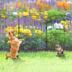 24 In. H X 13 In. L Garden Fence No Dig Fenc Animal Barrier Fence With 2 In. Spike Spacing Steel (28-Pack) -Patio Furniture Shop black garden fencing jswl2413inchnokrcv0 31 1000