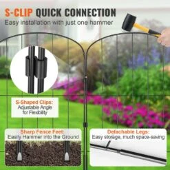 24 In. H X 13 In. L Garden Fence No Dig Fenc Animal Barrier Fence With 2 In. Spike Spacing Steel (28-Pack) -Patio Furniture Shop black garden fencing jswl2413inchnokrcv0 44 1000