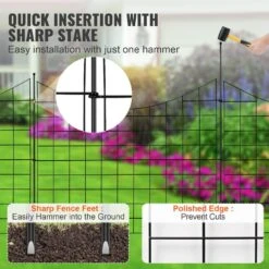 Garden Fence No Dig Fence 36.6 In. H X 29.5 In. L Animal Barrier Fence With 2.5 In. Spike Spacing (5-Pack) -Patio Furniture Shop black garden fencing jswl385295inrni2vv0 44 1000