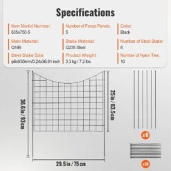 Garden Fence No Dig Fence 36.6 In. H X 29.5 In. L Animal Barrier Fence With 2.5 In. Spike Spacing (5-Pack) -Patio Furniture Shop black garden fencing jswl385295inrni2vv0 76 1000