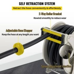 Fuel Hose Reel 3/4 In. X 50 Ft. Extra Long Retractable Diesel Hose Reel With Automatic Refueling Gun For Ship, Vehicle -Patio Furniture Shop black hose reels cyr50ft34inchd7nev0 4f 1000