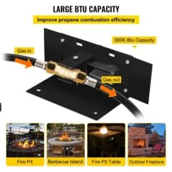 Fire Pit Gas Burner Spark Ignition Kit 300K BTU Fire Pit Ignition System With 1/2 In. Key Valve Fire Pit Igniter, Black -Patio Furniture Shop black vevor accessories rqtz64d76p7niav9cv0 4f 1000