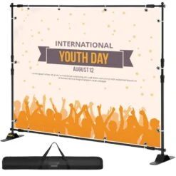 Backdrop Banner Stand 96 In. H X 96 In. D Adjustable Display Backdrop Banner Stand Protable For Photography, Party