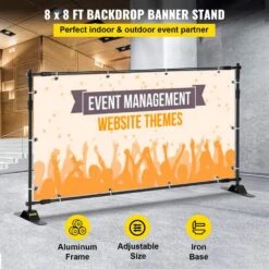 Backdrop Banner Stand 96 In. H X 96 In. D Adjustable Display Backdrop Banner Stand Protable For Photography, Party -Patio Furniture Shop black vevor arbors dm abszsj00000001v0 c3 1000