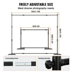 Backdrop Banner Stand 120 In. H X 120 In. D Adjustable Display Backdrop Banner Stand Protable For Photography, Party -Patio Furniture Shop black vevor arbors ssbjzsjl10fta18erv0 4f 1000