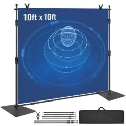 Backdrop Banner Stand 120 In. H X 120 In. D Adjustable Display Backdrop Banner Stand Protable For Photography, Party