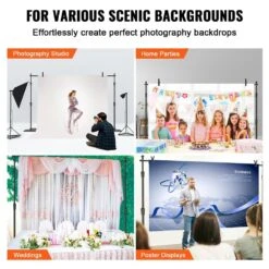 Backdrop Banner Stand 120 In. H X 120 In. D Adjustable Display Backdrop Banner Stand Protable For Photography, Party -Patio Furniture Shop black vevor arbors ssbjzsjl10fta18erv0 fa 1000