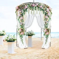 Birdcage Shape Gazebo 96 In. H X 62.4 In. W Heavy Duty Wrought Iron Arbor For Climbing Vines Wedding Arch Trellis,Black -Patio Furniture Shop black vevor arbors tyhygmychsnl81ty6v0 31 1000