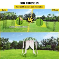 108 In. H X 79.2 In. W Wedding Arch Trellis For Climbing Vine Heavy Duty Wrought Iron Arbor -Patio Furniture Shop black vevor arbors tyhygmychsnl9g07vv0 1f 1000