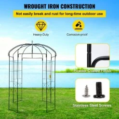 108 In. H X 79.2 In. W Wedding Arch Trellis For Climbing Vine Heavy Duty Wrought Iron Arbor -Patio Furniture Shop black vevor arbors tyhygmychsnl9g07vv0 4f 1000