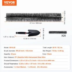 Gutter Brush 60 Ft. X 5.25 In. Gutter Cleaning Tools Ground-Level Gutter Brush Leaf Guard For 5 In. Gutter (20-Pack) -Patio Furniture Shop black vevor canopy parts tgms525inch2zcuzdv0 76 1000