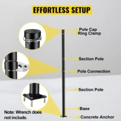 Shade Sail Pole 85 In. Height 3 In. Diameter Steel Structure Powder Coated Extendable Sun Shade Post For Garden, Black 13 Shade Sail Pole 85 In. Height 3 In. Diameter Steel Structure Powder Coated Extendable Sun Shade Post For Garden, Black -Patio Furniture Shop black vevor canopy parts zypzcg 8ft0000001v0 4f 1000