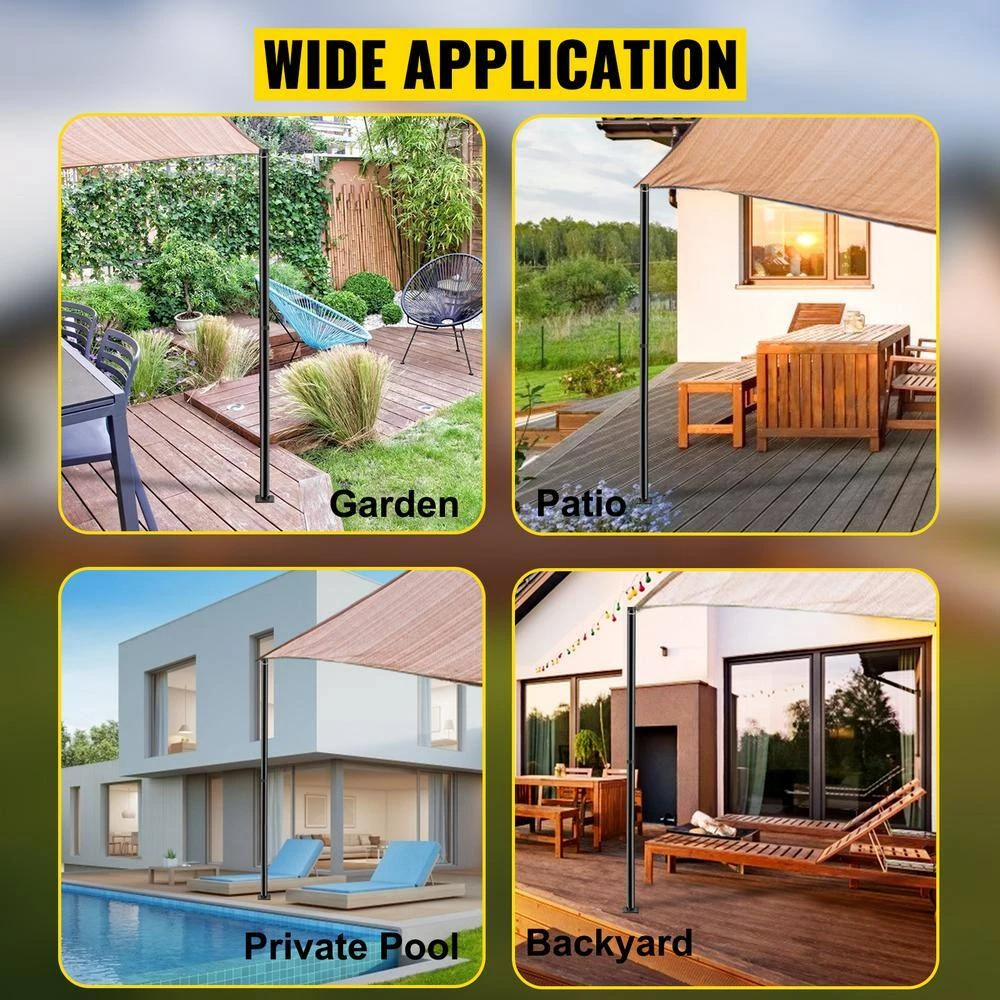 Shade Sail Pole 85 In. Height 3 In. Diameter Steel Structure Powder Coated Extendable Sun Shade Post For Garden, Black 9 Shade Sail Pole 85 In. Height 3 In. Diameter Steel Structure Powder Coated Extendable Sun Shade Post For Garden, Black - Image 7