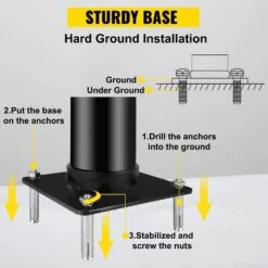 Shade Sail Pole 85 In. Height 3 In. Diameter Steel Structure Powder Coated Extendable Sun Shade Post For Garden, Black 16 Shade Sail Pole 85 In. Height 3 In. Diameter Steel Structure Powder Coated Extendable Sun Shade Post For Garden, Black -Patio Furniture Shop black vevor canopy parts zypzcg 8ft0000001v0 fa 1000