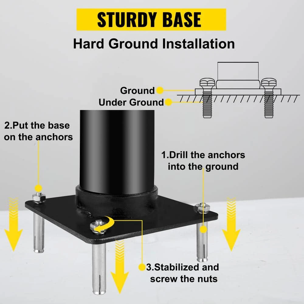 Shade Sail Pole 85 In. Height 3 In. Diameter Steel Structure Powder Coated Extendable Sun Shade Post For Garden, Black 8 Shade Sail Pole 85 In. Height 3 In. Diameter Steel Structure Powder Coated Extendable Sun Shade Post For Garden, Black - Image 6