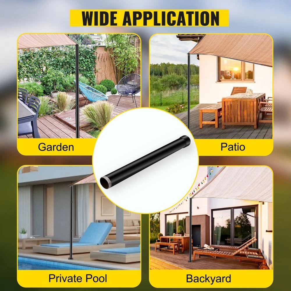 21 In. H X 3 In. Dia Sail Pole Extension Powder Coated Heavy-Duty Steel Sun Shade Extension Pole For Deck In Black 9 21 In. H X 3 In. Dia Sail Pole Extension Powder Coated Heavy-Duty Steel Sun Shade Extension Pole For Deck In Black - Image 7
