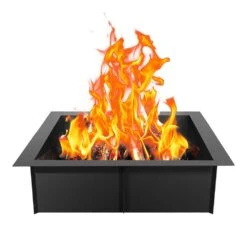 Fire Pit Ring Square 36 In. X 36 In. Outer Steel Liner DIY Campfire Ring Firepit For Outdoor Camping, Bonfires
