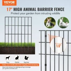 Garden Fence No Dig Fence 17 In. H X 13 In. L Animal Barrier Fence With 1.5 In. Spike Spacing For Yard Patio, (28 Pack) 11 Garden Fence No Dig Fence 17 In. H X 13 In. L Animal Barrier Fence With 1.5 In. Spike Spacing For Yard Patio, (28 Pack) -Patio Furniture Shop black vevor garden fencing jswl1713inch25y8xv0 c3 1000