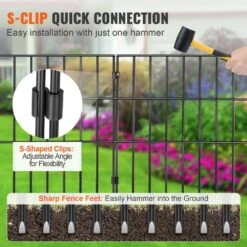 Garden Fence No Dig Fence 17 In. H X 13 In. L Animal Barrier Fence With 1.5 In. Spike Spacing For Yard Patio, (19 Pack) -Patio Furniture Shop black vevor garden fencing jswl1713inchg1wsfv0 44 1000