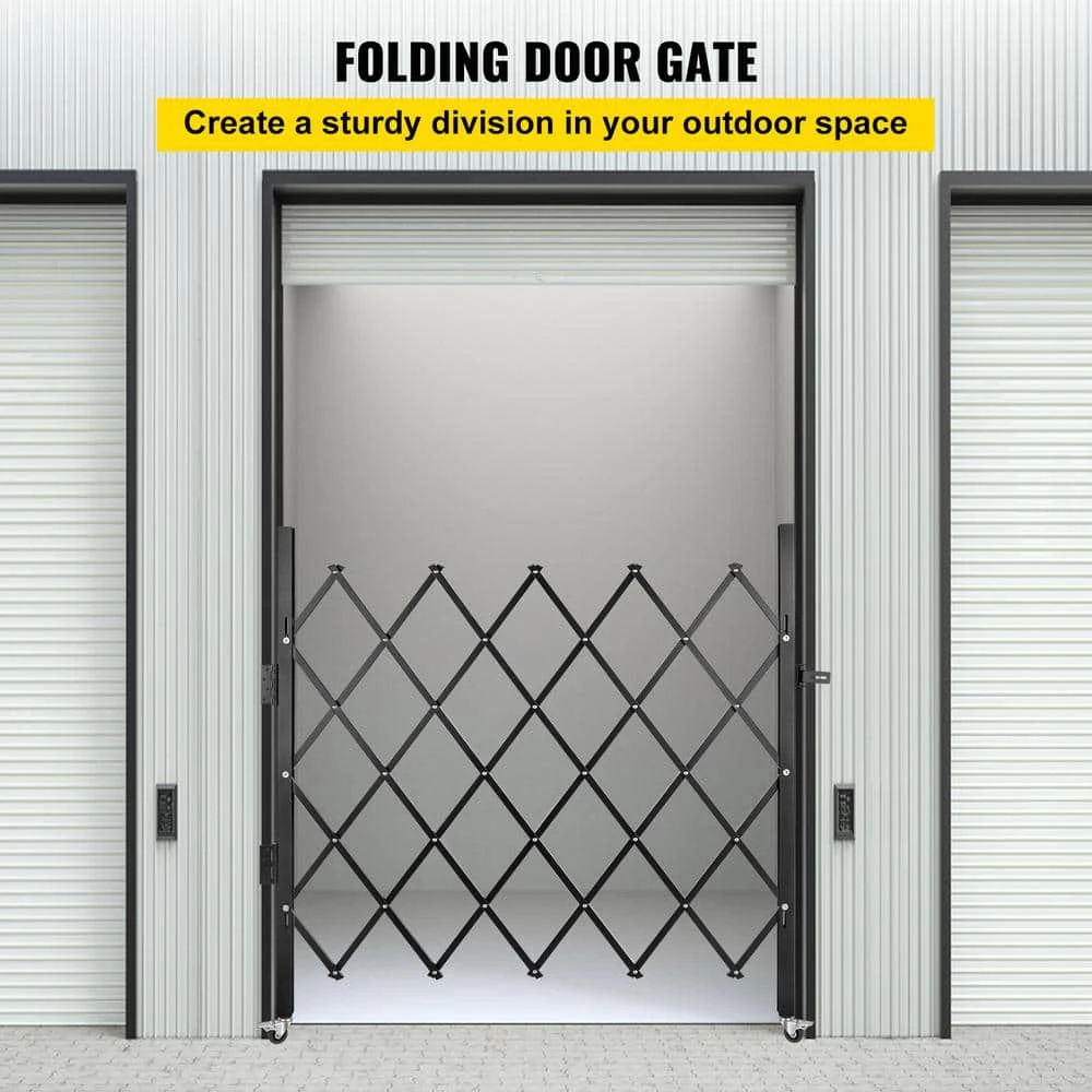Folding Security Gate 51.57 In. H X 66 In. W Black SteelGarden Fence Panel Folding Door Gate With 360° Rolling Casters 5 Folding Security Gate 51.57 In. H X 66 In. W Black SteelGarden Fence Panel Folding Door Gate With 360° Rolling Casters - Image 3