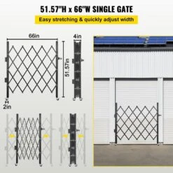 Folding Security Gate 51.57 In. H X 66 In. W Black SteelGarden Fence Panel Folding Door Gate With 360° Rolling Casters 11 Folding Security Gate 51.57 In. H X 66 In. W Black SteelGarden Fence Panel Folding Door Gate With 360° Rolling Casters -Patio Furniture Shop black vevor garden fencing ssfdmdm1 66x1 22mv0 e1 1000