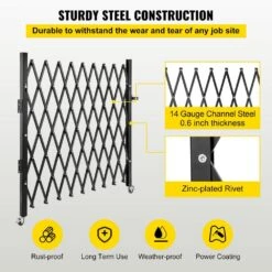 Single Fold Security Gate 7 Ft. H X 7 Ft. W Steel Accordion Security Gate With Padlock 360° Rolling Gate -Patio Furniture Shop black vevor garden fencing ssfdmdm2x2m000001v0 1f 1000