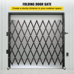 Single Fold Security Gate 7 Ft. H X 7 Ft. W Steel Accordion Security Gate With Padlock 360° Rolling Gate -Patio Furniture Shop black vevor garden fencing ssfdmdm2x2m000001v0 c3 1000