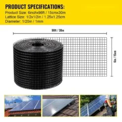 Solar Panel Bird Wire 6 In. X 98 Ft. Critter Guard Roll Kit Removable Steel Solar Panel Guard With Fasteners -Patio Furniture Shop black vevor garden fencing tyndcbbhw6100hjh2v0 76 1000