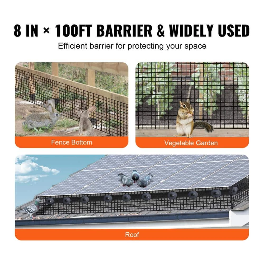 8 In. X 100 Ft. Solar Panel Bird Guard, No Power Source, Critter Guard Roll Kit 100-Pieces Stainless Steel Fasteners 8 8 In. X 100 Ft. Solar Panel Bird Guard, No Power Source, Critter Guard Roll Kit 100-Pieces Stainless Steel Fasteners - Image 6