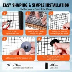 8 In. X 100 Ft X 0.04 In. Solar Panel Bird Guard Garden Fence Critter Guard Roll Kit With 70 Pcs Stainless Steel -Patio Furniture Shop black vevor garden fencing tyndcbbhwtz8t7qu5v0 44 1000