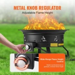 Propane Fire Pit, 24 In. Dia Outdoor Portable Gas Fire Pit, Adjustable Flame Height Camping Firepit, 58,000 BTU, Black -Patio Furniture Shop black vevor gas fire pits bxsrqhk24ycbl1s54v0 1f 1000