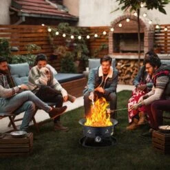 Propane Fire Pit, 24 In. Dia Outdoor Portable Gas Fire Pit, Adjustable Flame Height Camping Firepit, 58,000 BTU, Black -Patio Furniture Shop black vevor gas fire pits bxsrqhk24ycbl1s54v0 31 1000