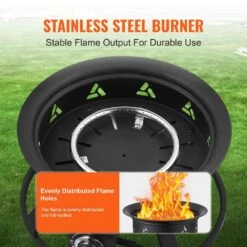 Propane Fire Pit, 24 In. Dia Outdoor Portable Gas Fire Pit, Adjustable Flame Height Camping Firepit, 58,000 BTU, Black -Patio Furniture Shop black vevor gas fire pits bxsrqhk24ycbl1s54v0 4f 1000