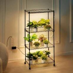 Plant Stand With Grow Light 4-Tier Plant Shelf With 45W Full Spectrum Grow Light 3 Mode Plant Light 2025 Upgrade -Patio Furniture Shop black vevor hydroponic systems gnzwj120cm603r8bdv1 31 1000