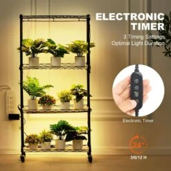 Plant Stand With Grow Light 4-Tier Plant Shelf With 45W Full Spectrum Grow Light 3 Mode Plant Light 2025 Upgrade -Patio Furniture Shop black vevor hydroponic systems gnzwj120cm603r8bdv1 4f 1000