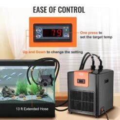 Aquarium Chiller 92 Gal. 348 L Hydroponic Water Chiller 1/4 HP Quiet Refrigeration Compressor 15 Aquarium Chiller 92 Gal. 348 L Hydroponic Water Chiller 1/4 HP Quiet Refrigeration Compressor -Patio Furniture Shop black vevor hydroponic systems hwqlqqjr025hpisabv1 fa 1000